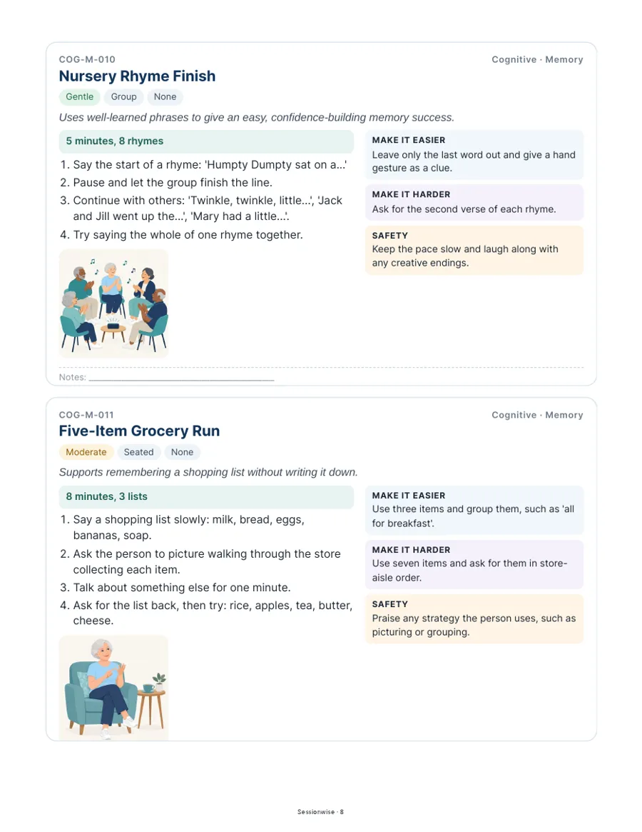 Cognitive activity page